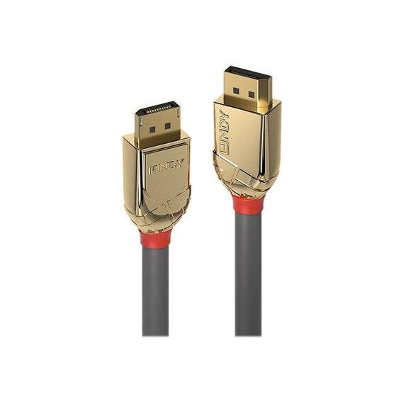 Lindy 36295 7.5 m Gold Line DisplayPort cable, DP 1.2, 4K60, Grey