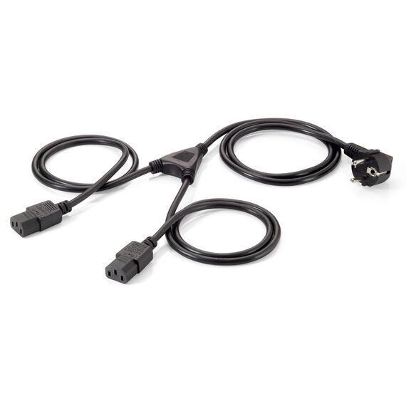 Equip 112220 black Schuko CEE 7/7 (90°) to 2x C13 power cable 1.8 m