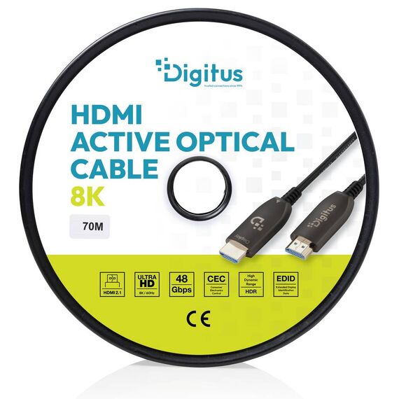 Digitus HDMI 2.1 AOC Fibre Optic Cable 8K 70m Black