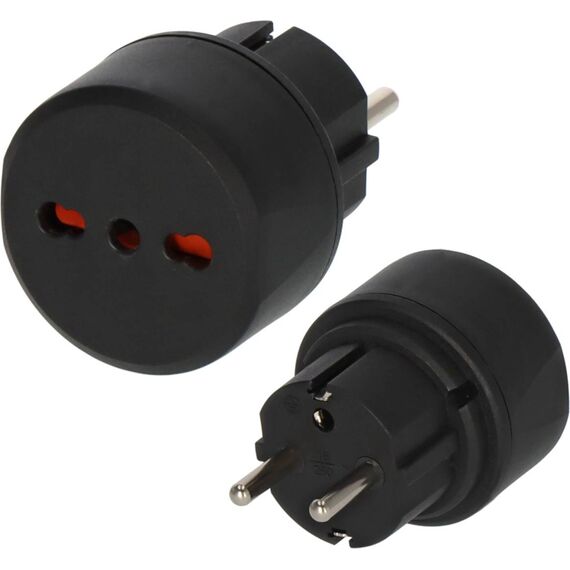 Brennenstuhl 1508590 Black Italian Type L to E/F Travel Adapter