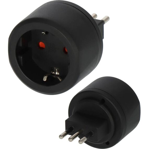 Brennenstuhl 1508470 Black Type F to Italian Type L Travel Adapter