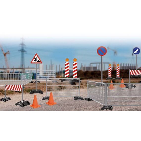 JAMARA Construction Area Accessory Set, 1:20, 38 Pieces, Barriers, Signs & Fences, Ages 6+