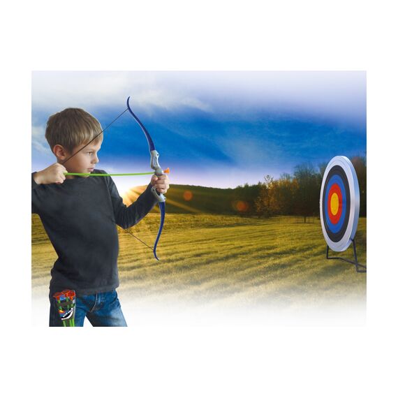 JAMARA Bow Pro Toy Bow Set, Blue, 4 Suction-Cup Arrows & Quiver, Ages 3+