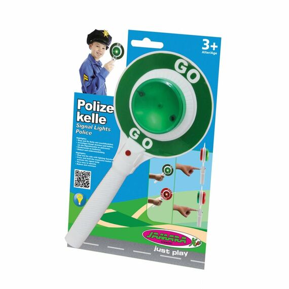 JAMARA Police Stop/Go Toy Sign with Lights, White, 25.3cm, Ages 3+