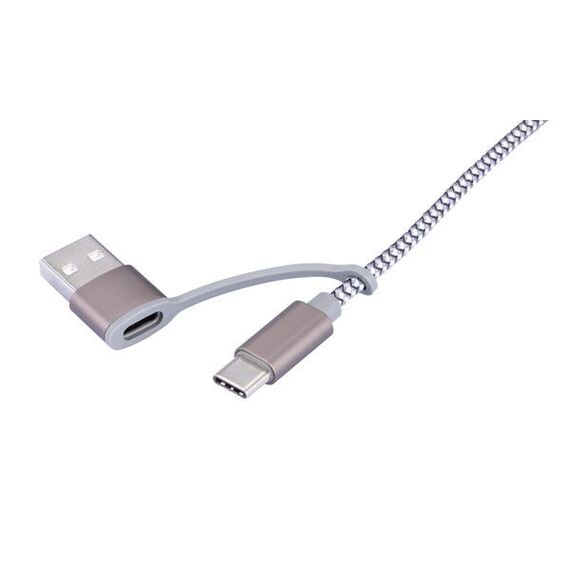 TROIKA DREIZACK CBL30/GY 3-in-1 Charging Cable, 1m, Grey