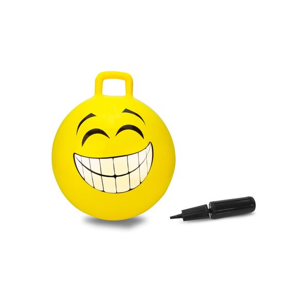 JAMARA HoppyDoo Smile Hopper Ball, Yellow, 450mm, Pump Included, Ages 3+, 50kg Limit