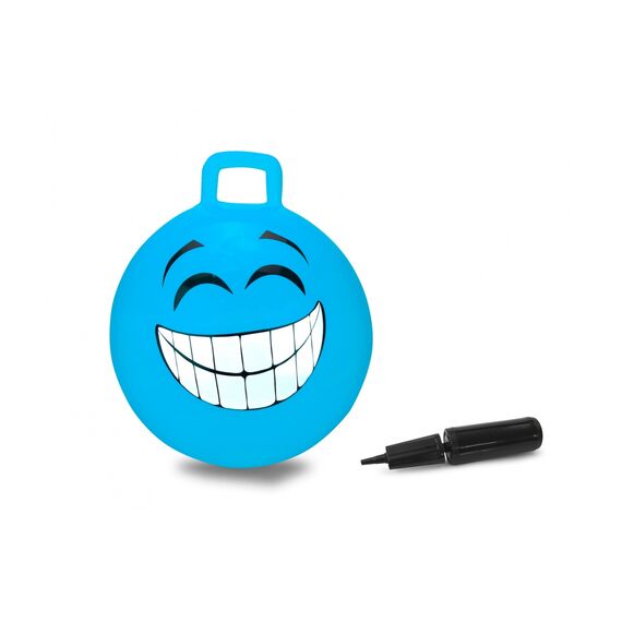 JAMARA HoppyDoo Smile Hopper Ball, Blue, 450mm, Pump Included, Ages 3+, 50kg Limit
