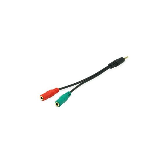 Equip 147943 15cm Headset Adapter, 4-Pole 3.5mm Male to Dual Female, Black