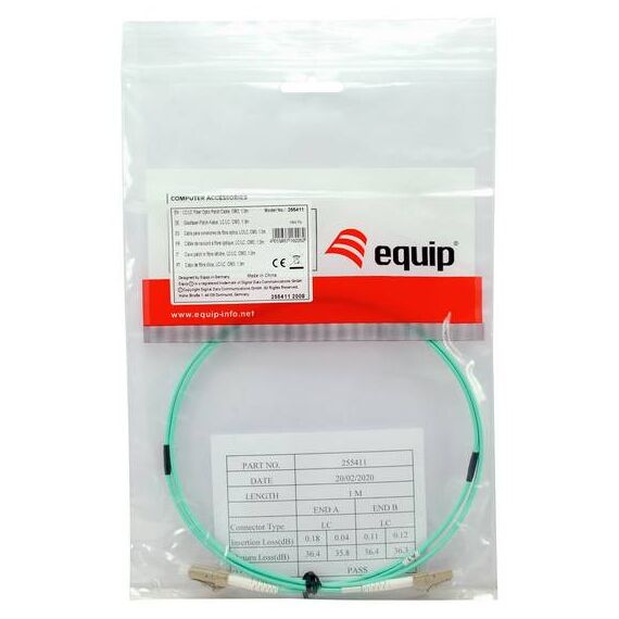 Equip LC-LC Fiber Patch Cable OM3 Duplex 3m Aqua