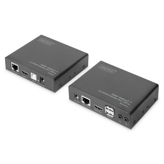 DIGITUS 4K HDMI HDBaseT 2.0 KVM Extender Set, 100m