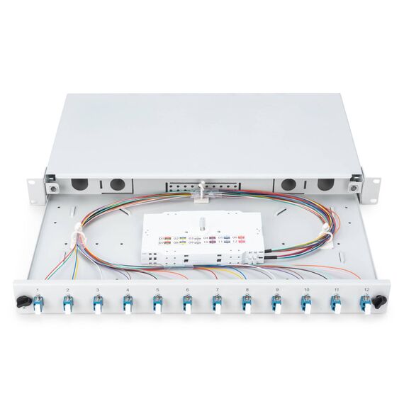 DIGITUS DN-96331-9 1U OS2 Fibre Splice Box 12 LC UPC Duplex 24 Fibres Grey