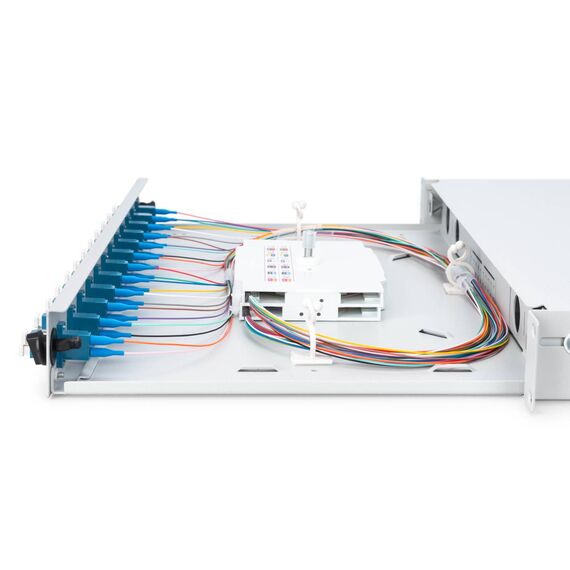 DIGITUS DN-96331-9 1U OS2 Fibre Splice Box 12 LC UPC Duplex 24 Fibres Grey