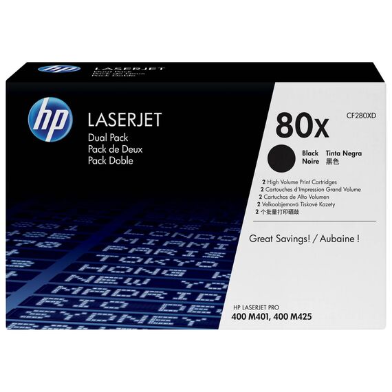 HP 80X Black High-Yield Toner Dual Pack