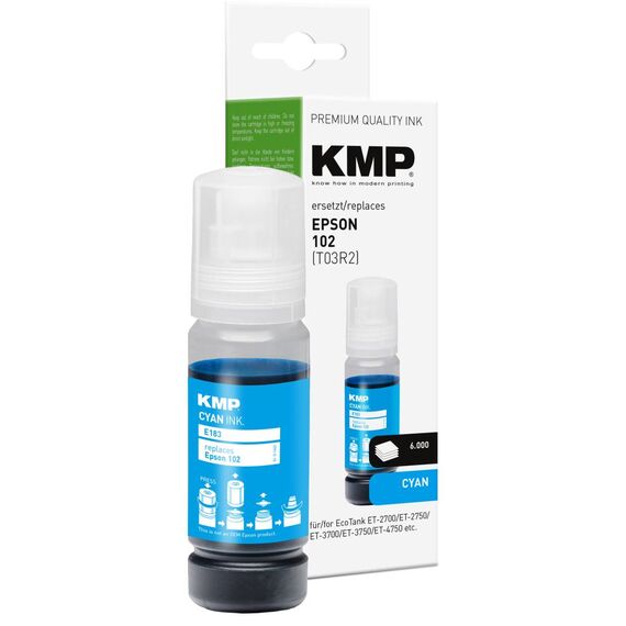 KMP E183 Refill Ink for Epson 102, Cyan 70 ml