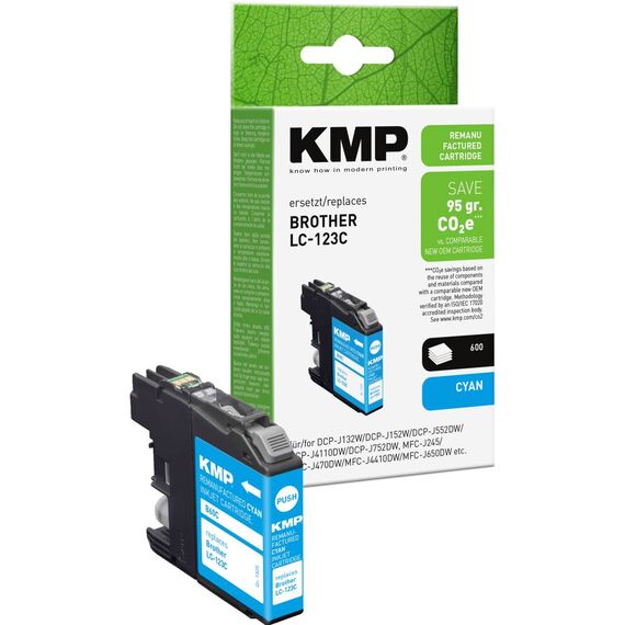 KMP B60C Ink Cartridge for Brother LC123C, Cyan 6.6 ml