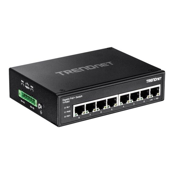 TRENDnet TI-PG80 Industrial PoE+ DIN-Rail Switch 8-Port