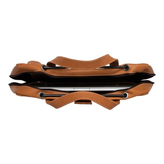 R-Go Viva 15.6in Leather Laptop Bag with Stand Brown