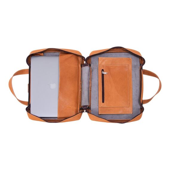 R-Go Viva 15.6in Leather Laptop Bag with Stand Brown