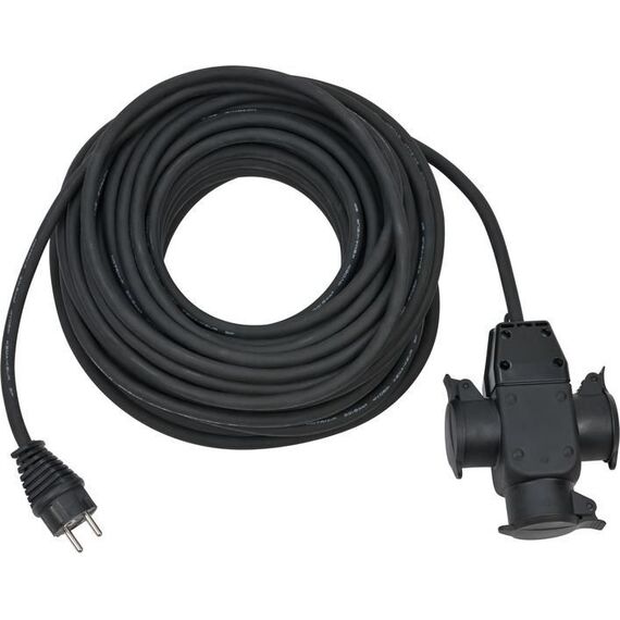 Brennenstuhl 1167820301 Black 25m Construction-Site Extension Cable with Triple Rubber Coupling IP44