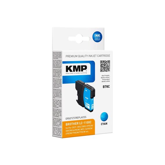 KMP B78C Ink Cartridge for Brother LC1100C, Cyan 4.9 ml