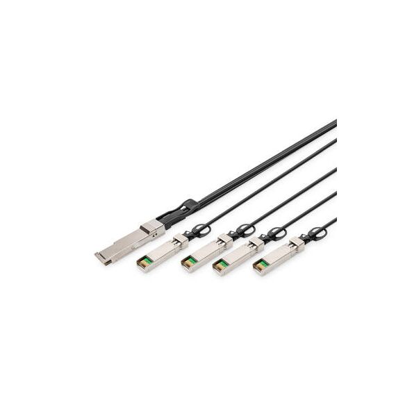 DIGITUS DN-81321 Black QSFP+ to Four SFP+ Breakout DAC Cable, 1 m