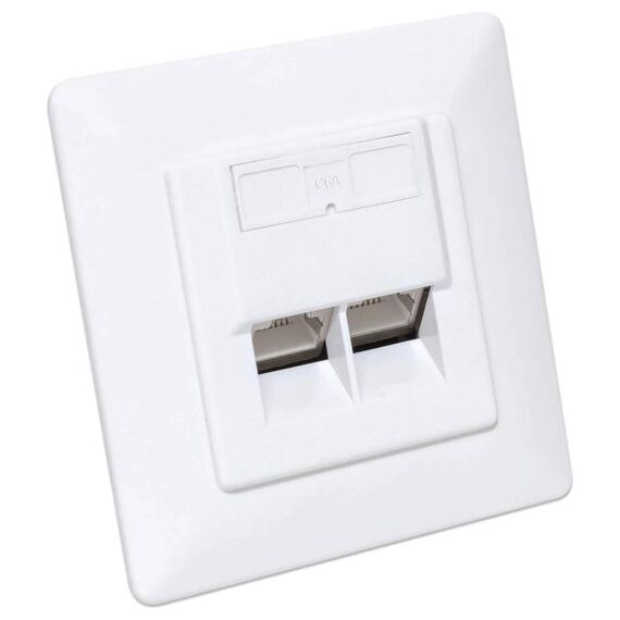 Intellinet 771917 Cat6a Dual RJ45 Wall Plate, Signal White