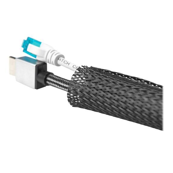 DIGITUS DA-90507 2m Flexible Cable Sleeve, Hook-and-Loop Closure, Black