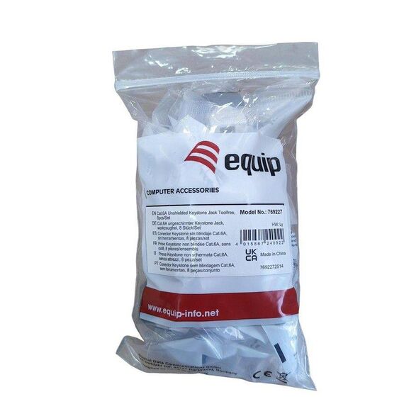 Equip 769227 White Cat.6A Unshielded Tool-Free Keystone Jack