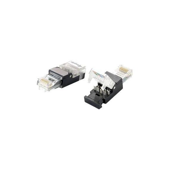 Equip 121165 Cat.6 Tool-Free RJ45 Plugs Black and Transparent Pack of 2