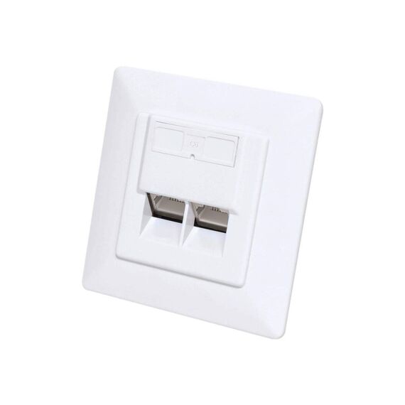 Intellinet 771917 Cat6a Dual RJ45 Wall Plate, Signal White