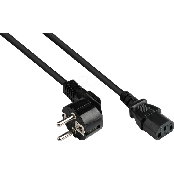 Good Connections P0130-S075 Black Angled CEE 7 7 to Straight C13 Power Cable 7.5m