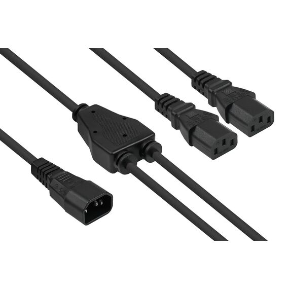 kabelmeister SK1436-S020 Black C14 to Dual C13 Y Power Cable 2m