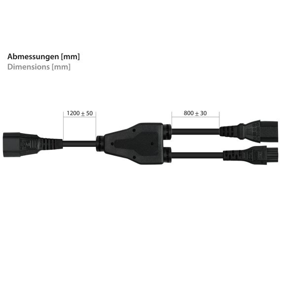 kabelmeister SK1436-S020 Black C14 to Dual C13 Y Power Cable 2m
