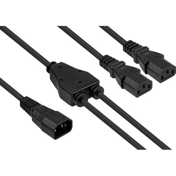 kabelmeister SK1436-S020 Black C14 to Dual C13 Y Power Cable 2m