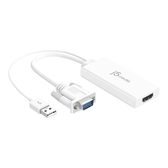j5create JDA214 White VGA to HDMI Video Audio Adapter