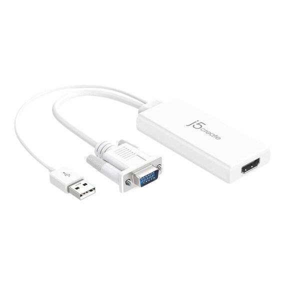 j5create JDA214 White VGA to HDMI Video Audio Adapter