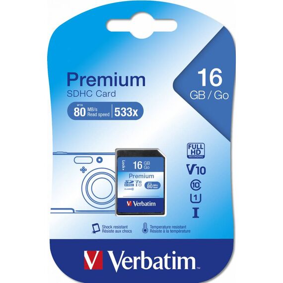 Verbatim Premium U1 SDHC 16GB Class 10 UHS-I U1
