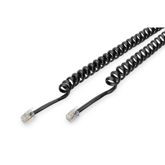 Assmann Coiled Handset Cord RJ10 4P4C, 2 m, Black