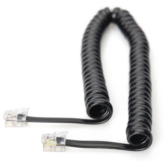 Assmann Coiled Handset Cord RJ10 4P4C, 2 m, Black