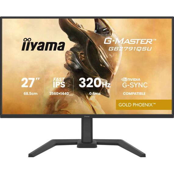 iiyama G-MASTER GB2791QSU-B1 Gold Phoenix 27-inch gaming monitor, official front and rear views