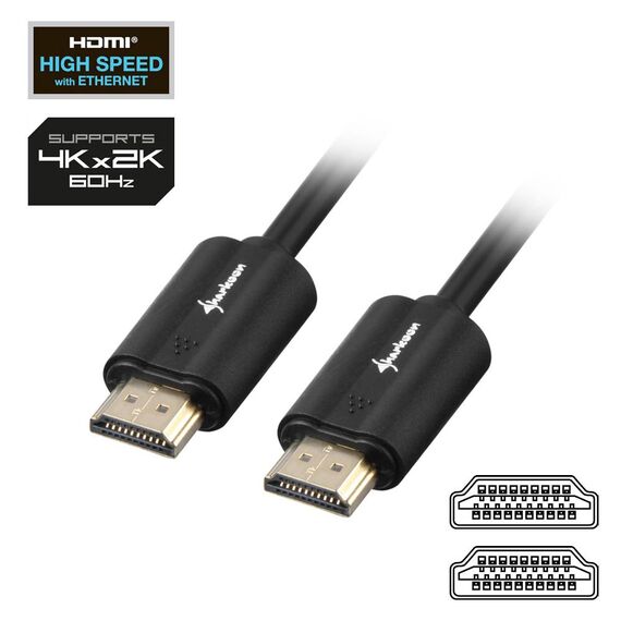Sharkoon Black HDMI to HDMI 4K Cable 3m
