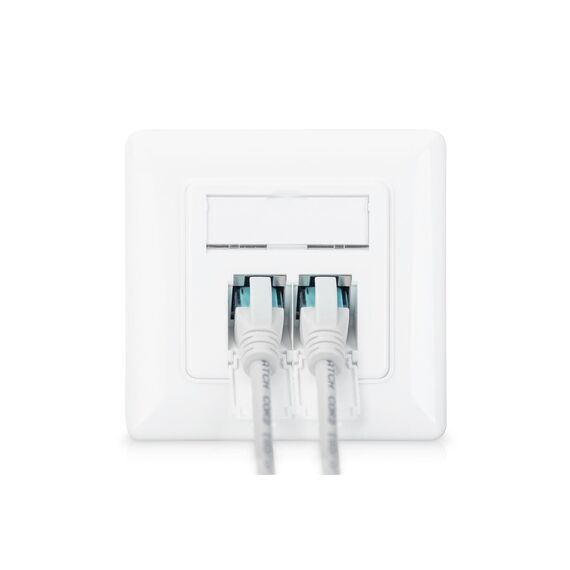 DIGITUS CAT 6A Flush Network Outlet 2× RJ45, White