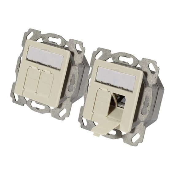 EFB ET-25133.1V1 White Two-Port Shielded Cat6A Flush Data Outlet