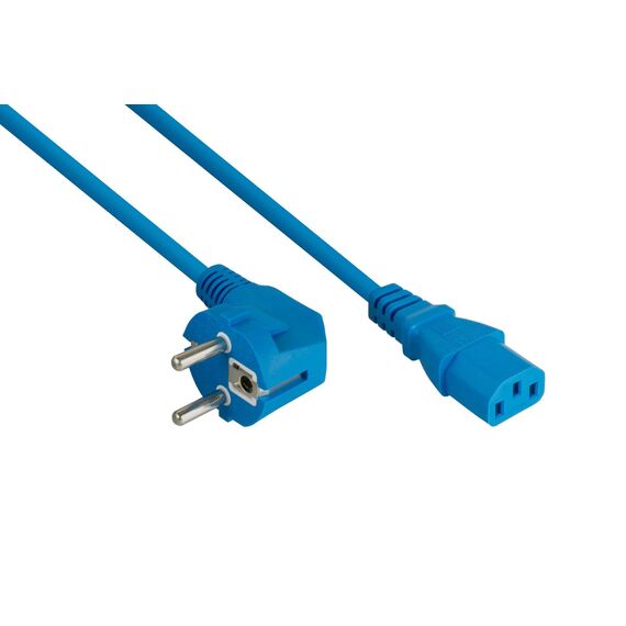 kabelmeister SK0130-B030 Blue Angled CEE 7-7 to Straight C13 Power Cable 3m