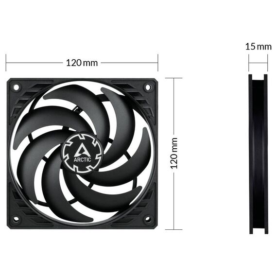 ARCTIC P12 Slim PWM PST Black 120mm Low-Profile Fan