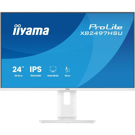 White iiyama ProLite XB2497HSU-W1 IPS monitor with adjustable stand