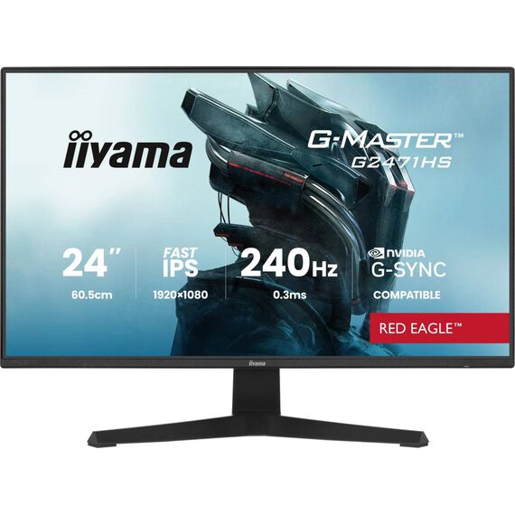 Black iiyama G-Master G2471HS-B1 240 Hz gaming monitor with tilt-only desktop stand