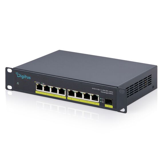 DIGITUS DN-80122 black eight-port 2.5G switch with one 10G SFP+ uplink