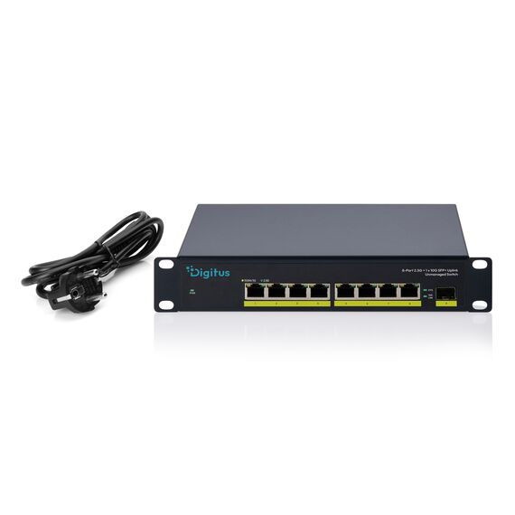 DIGITUS DN-80122 black eight-port 2.5G switch with one 10G SFP+ uplink