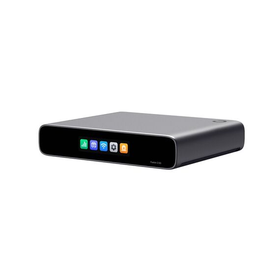 TP-Link Omada Fusion 2.5G gateway with touchscreen and five Ethernet ports